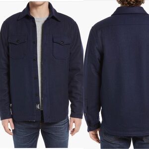 Schott NYC Wool Blend Shirt Jacket with Sherpa Large in Blue